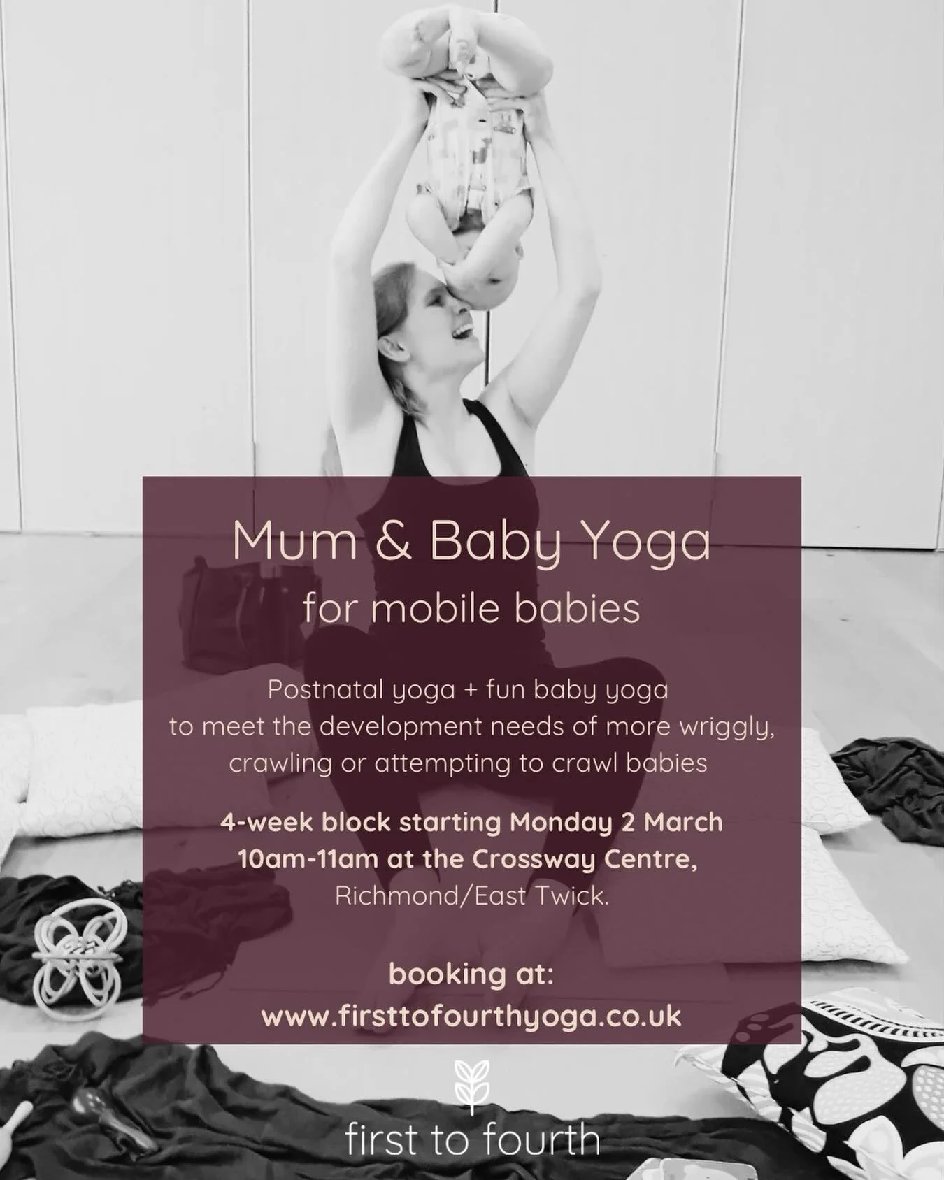 This March, I am glad to be bringing back a mum &amp; baby yoga class especially for mums &amp; their now very wriggly, independently sitting, crawling or near walking babies! 

A time when most other mum &amp; baby yoga classes close their doors to 