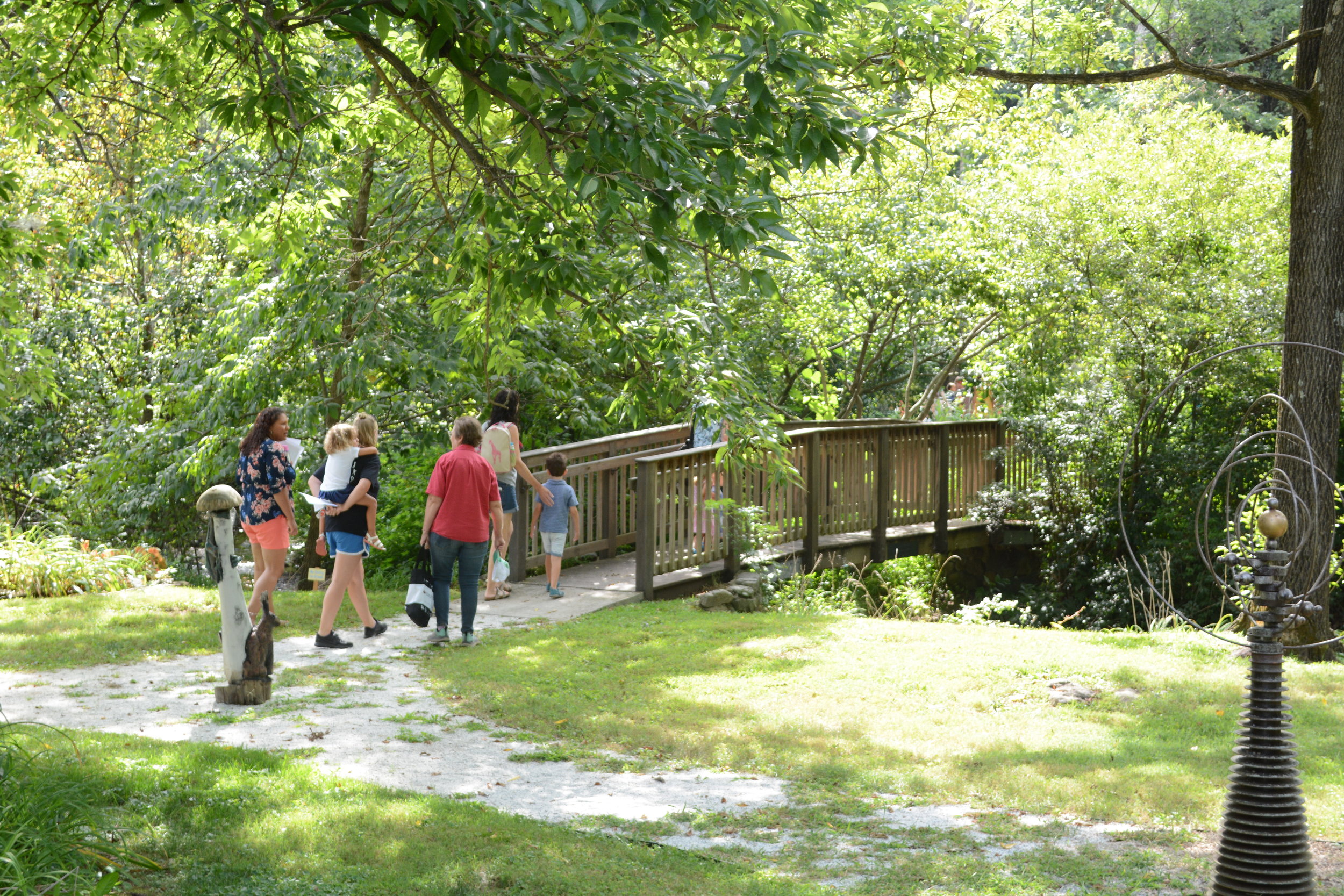 The entrance to the park is behind the nature center on Route 151.