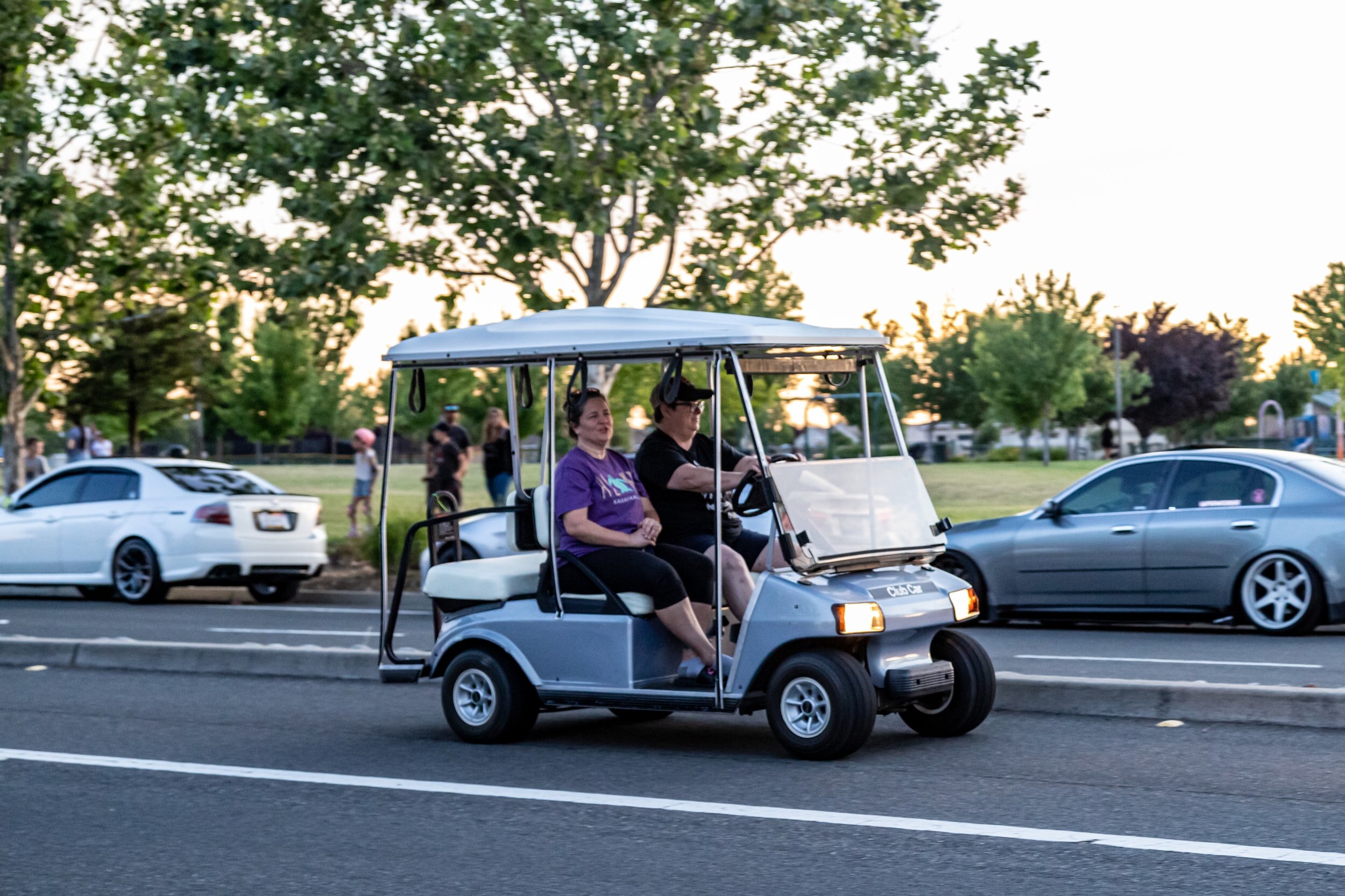 Golf carts on roads &amp; paths? Nope.