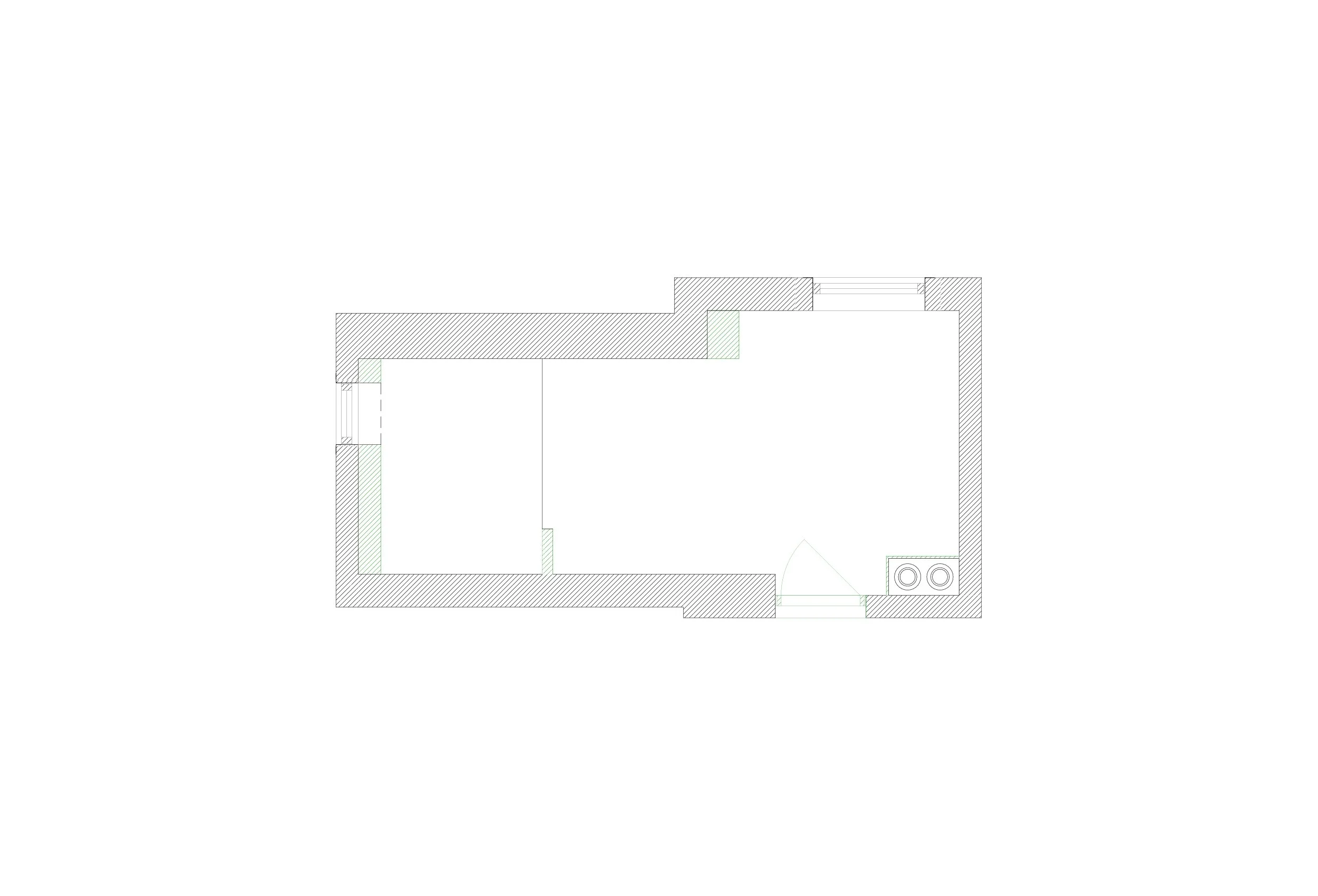 Ny plan for badet i Geitmyrsveien, med nye vegger markert i grønt.