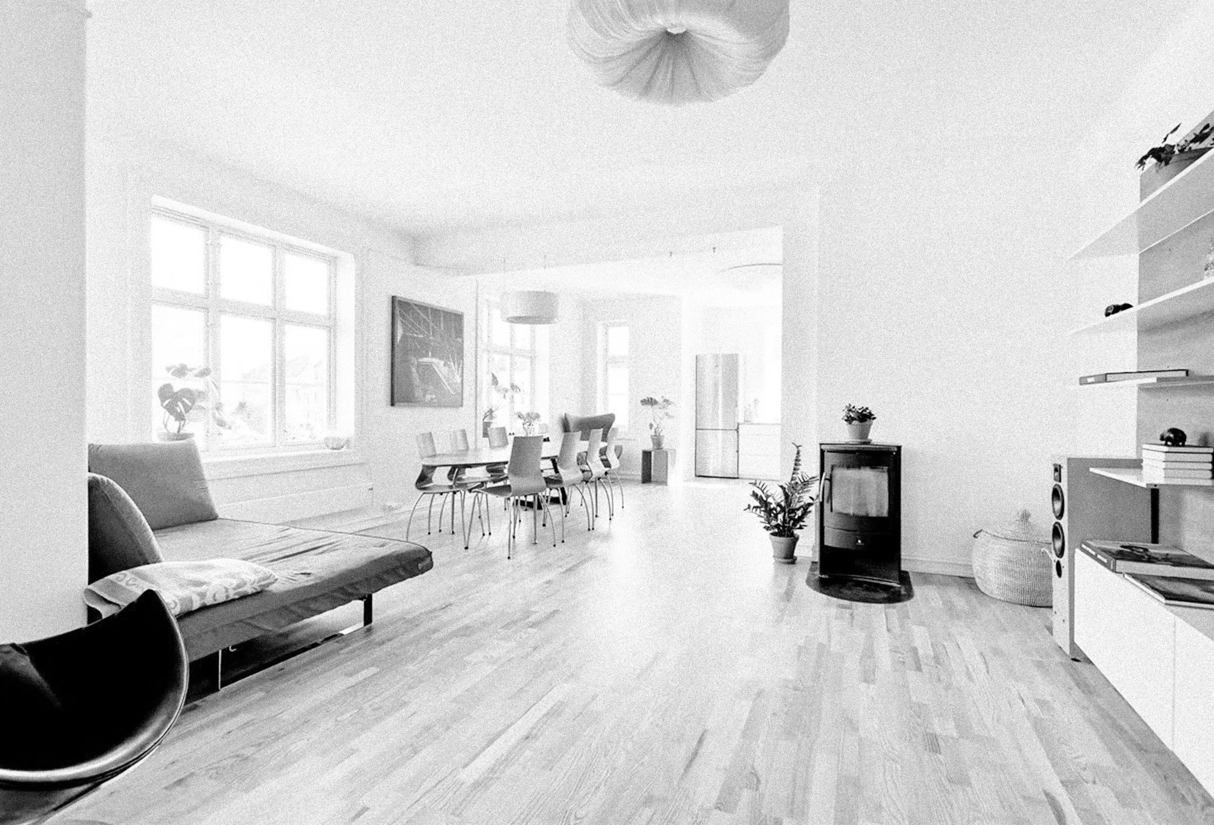 Svart hvitt foto av Armauer Hansens gate før renovering