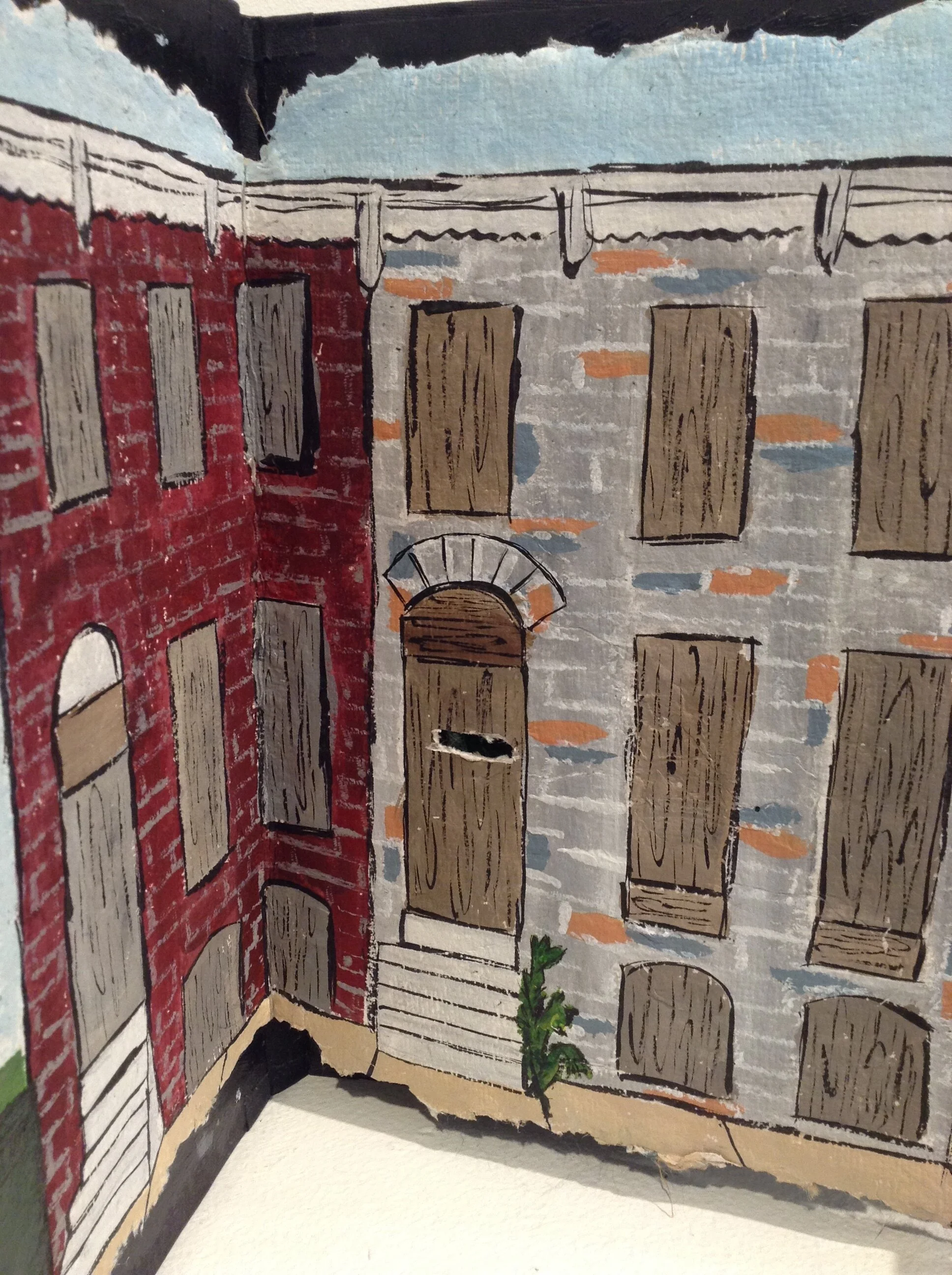 Secret Gardens of East Baltimore - mixed media on handmade paper.