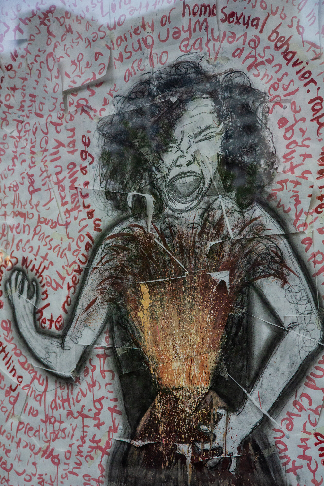 - Handmade and recycled papers, acrylic and graphite on paper.