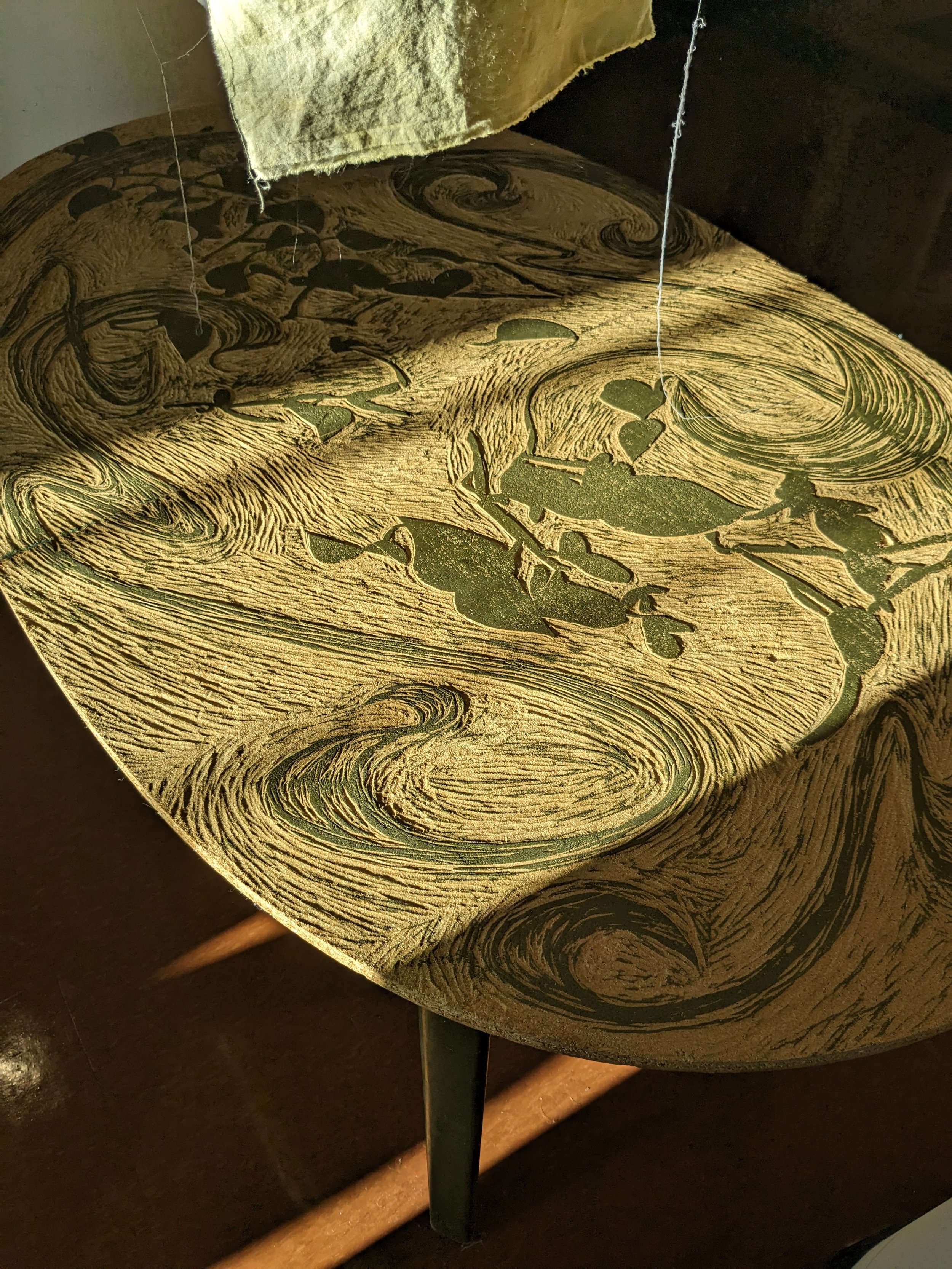 The Holy Swirl. Detail work of the woodcarving.
