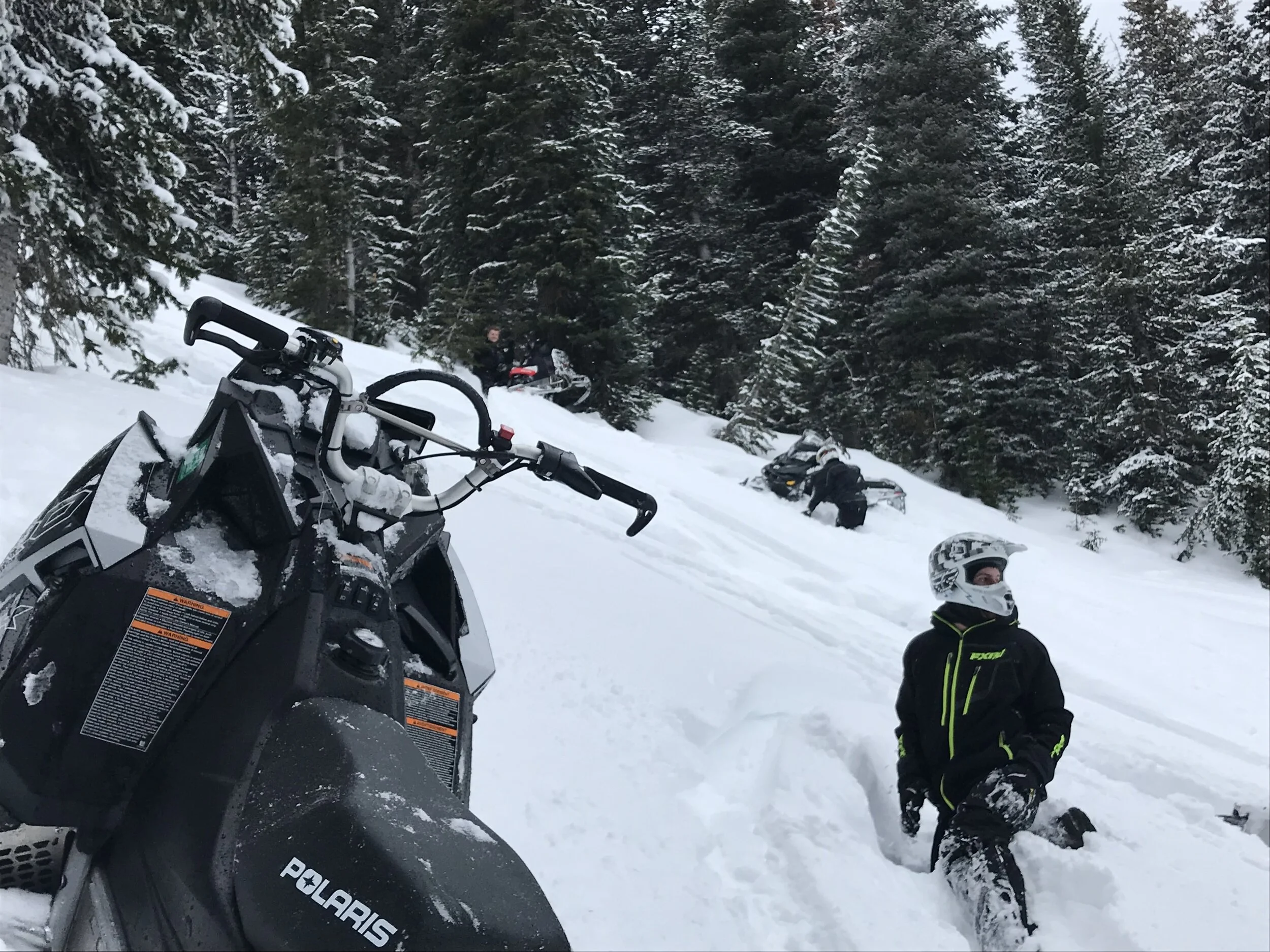 Polaris Snowmobiles ready to be rode.