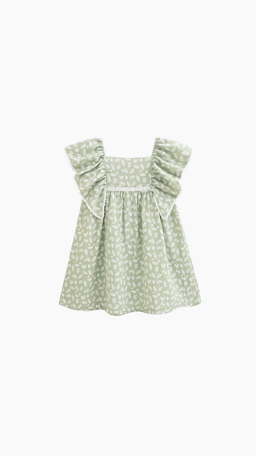 VESTIDO NIÑA verde de hojas