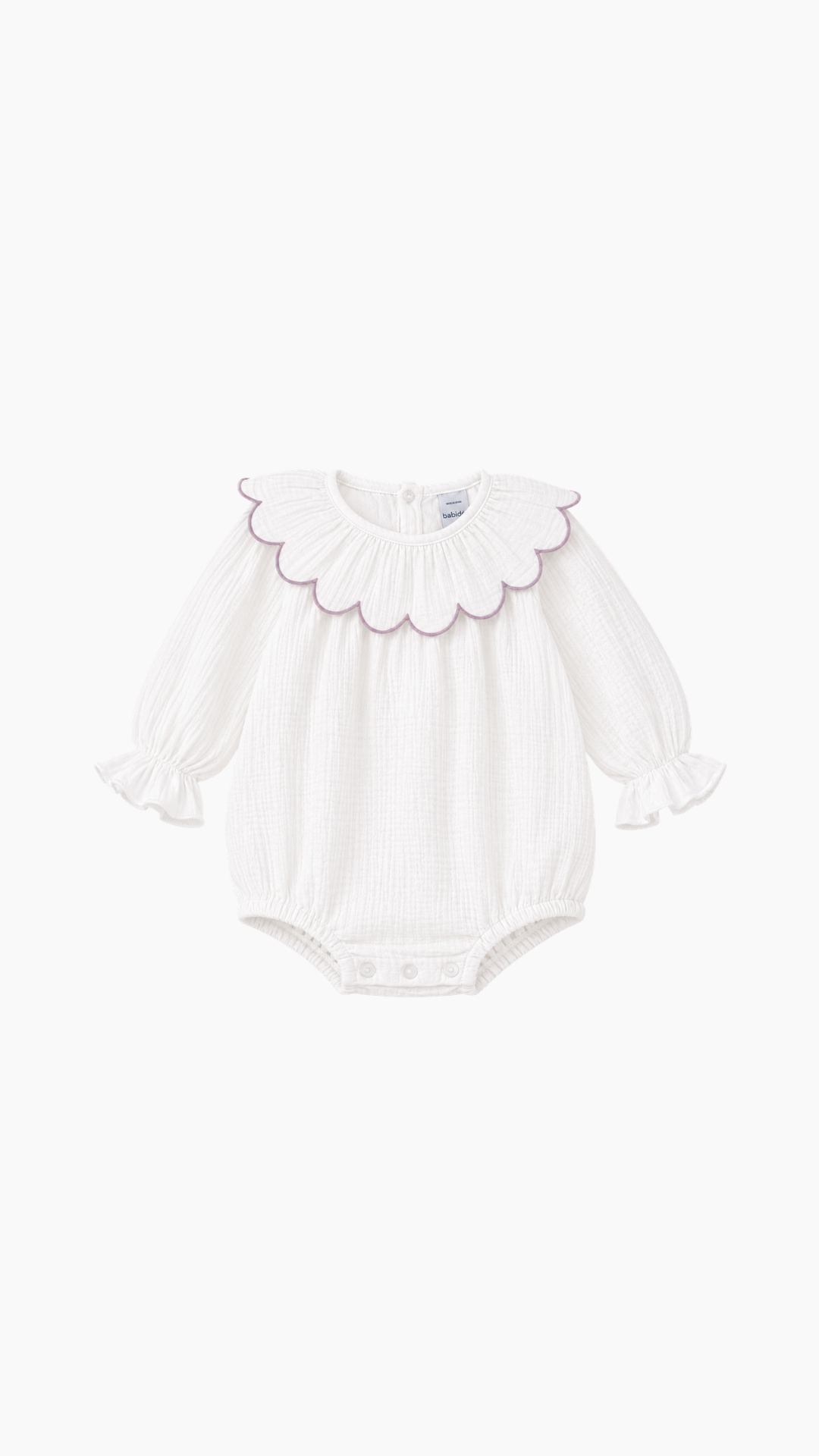 RANITA DE MUSELINA CON CUELLO ONDAS MALVA
