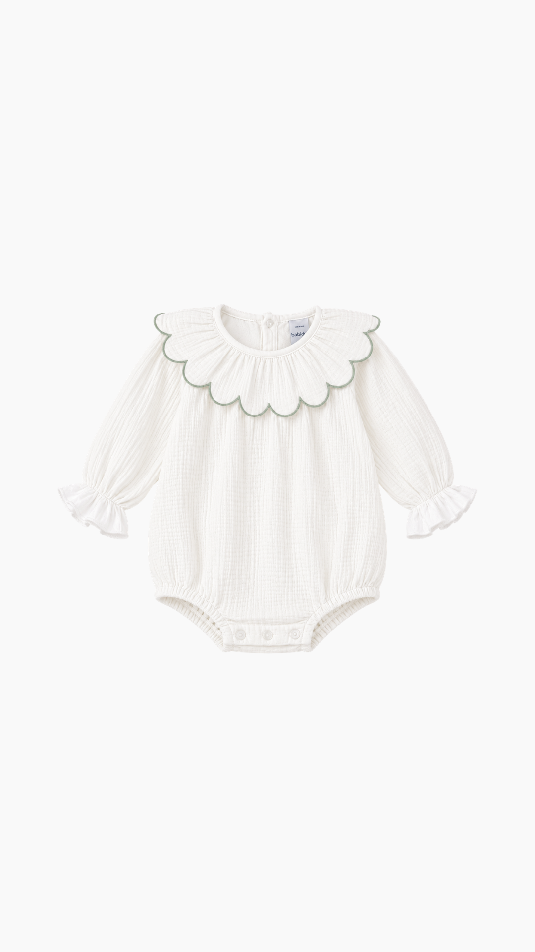 RANITA DE MUSELINA CON CUELLO ONDAS VERDE