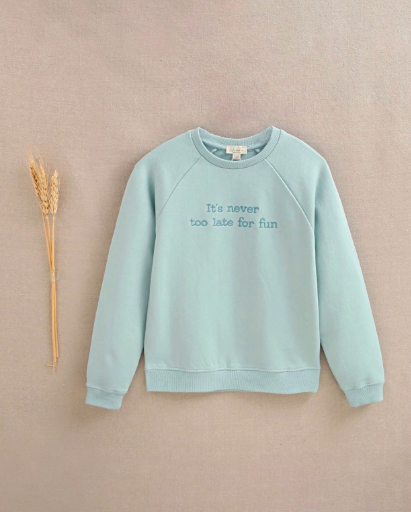 Sudadera de niño verde agua tejido felpa