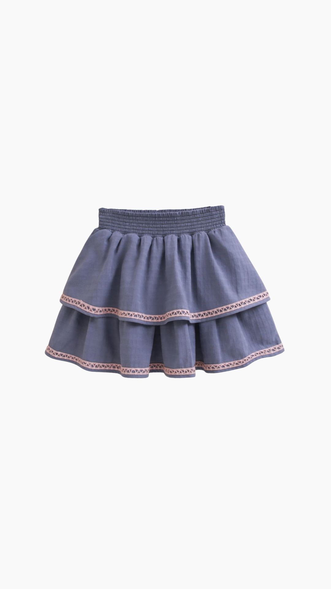 Falda pantalón azul de niña con doble volante