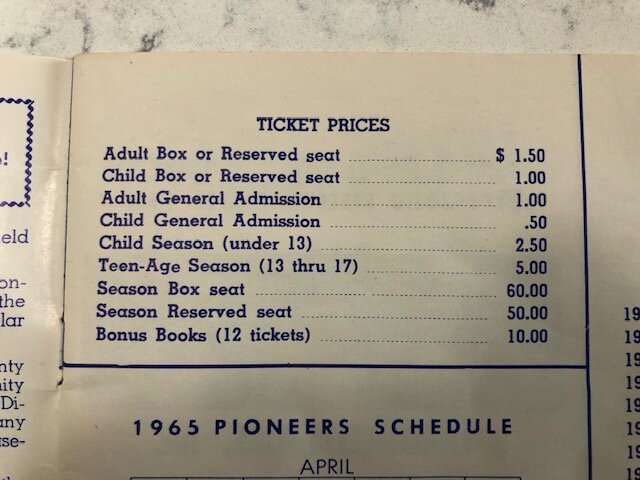 Pioneer ticker prices for 1965.