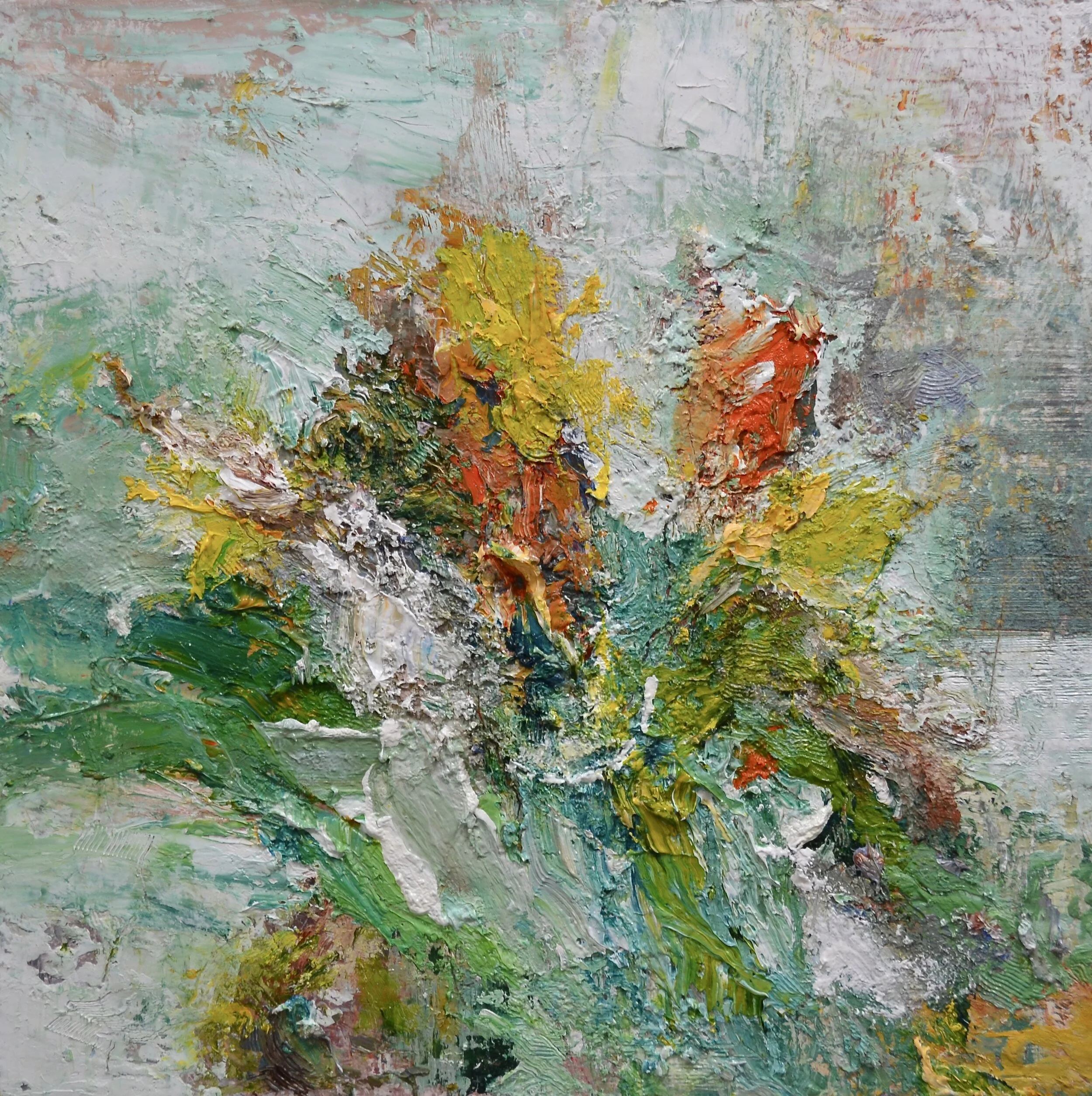 "Daffodils, Tulips, Studio Wall"
oil on canvas
50cm x 50cm.
55cm x 55cm (Framed) SOLD