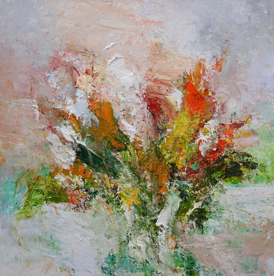 "Spring Flowers, Studio, Vase" 
oil on canvas
70cm x 70cm.
75cm x 75cm
SOLD