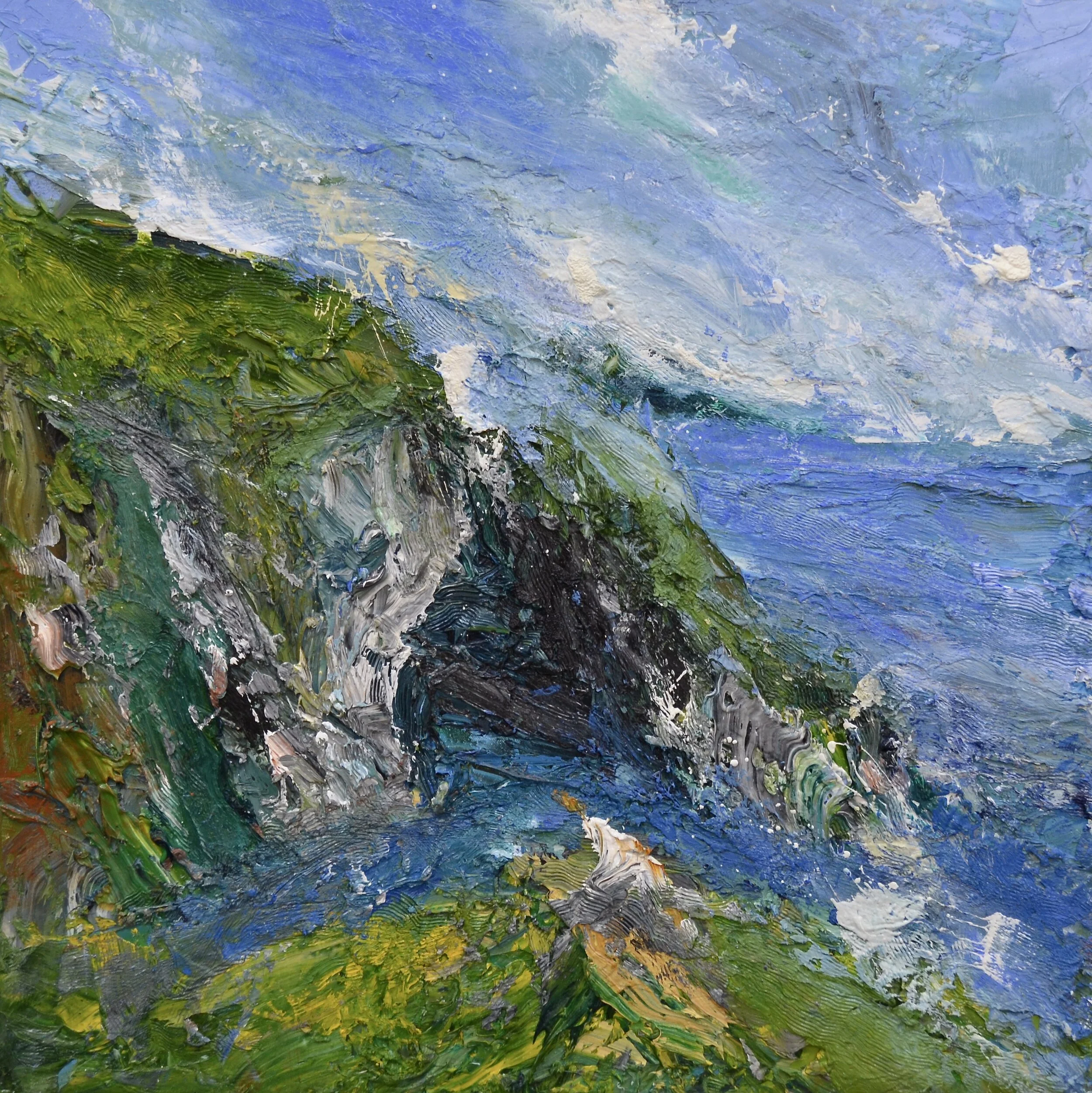 "Coastal Path, Cave"   oil on canvas   60cm x 60cm   (65cm x 65cm Framed)   SOLD
