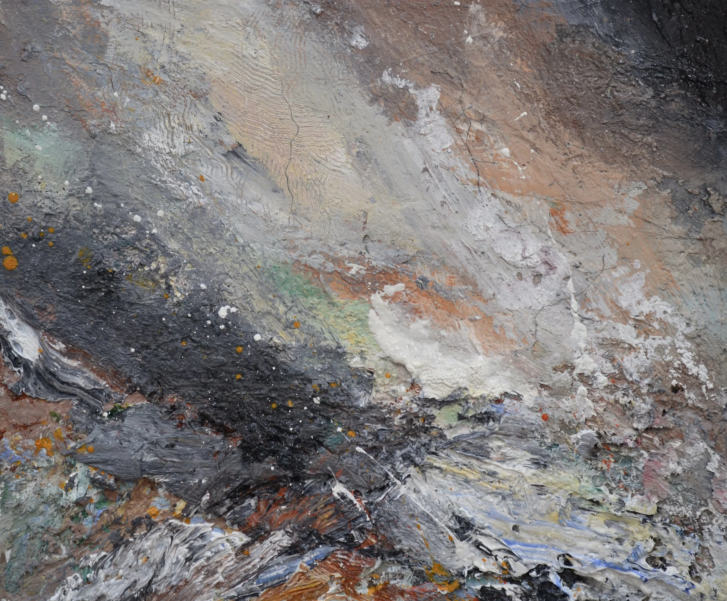 "Snow Filled Sky, Rocky Coastline" oil on canvas 25cm x 30cm   SOLD