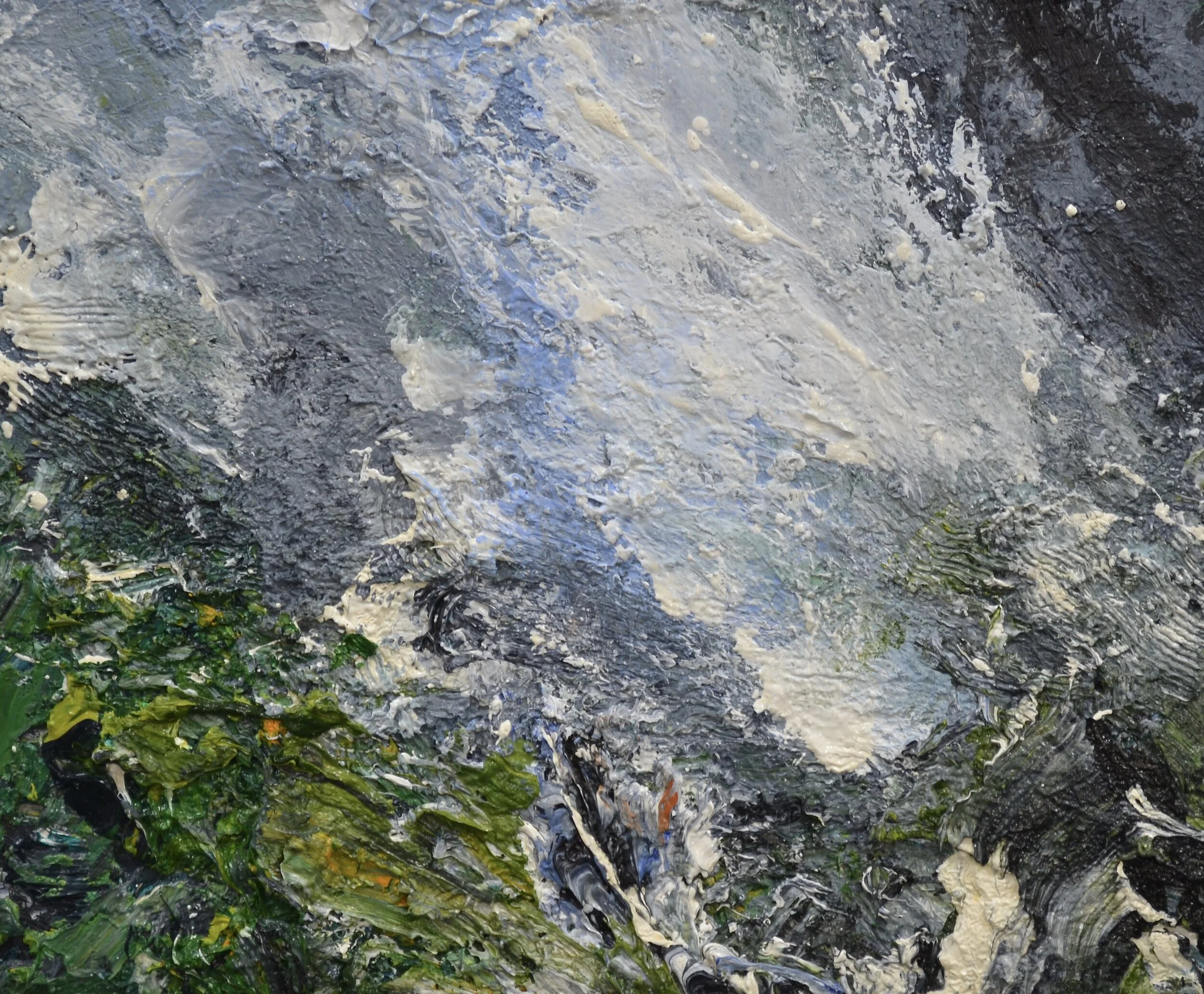 "Beneath The Copper Mine, Drifting Mist"  oil on canvas  30cm x 35cm  SOLD