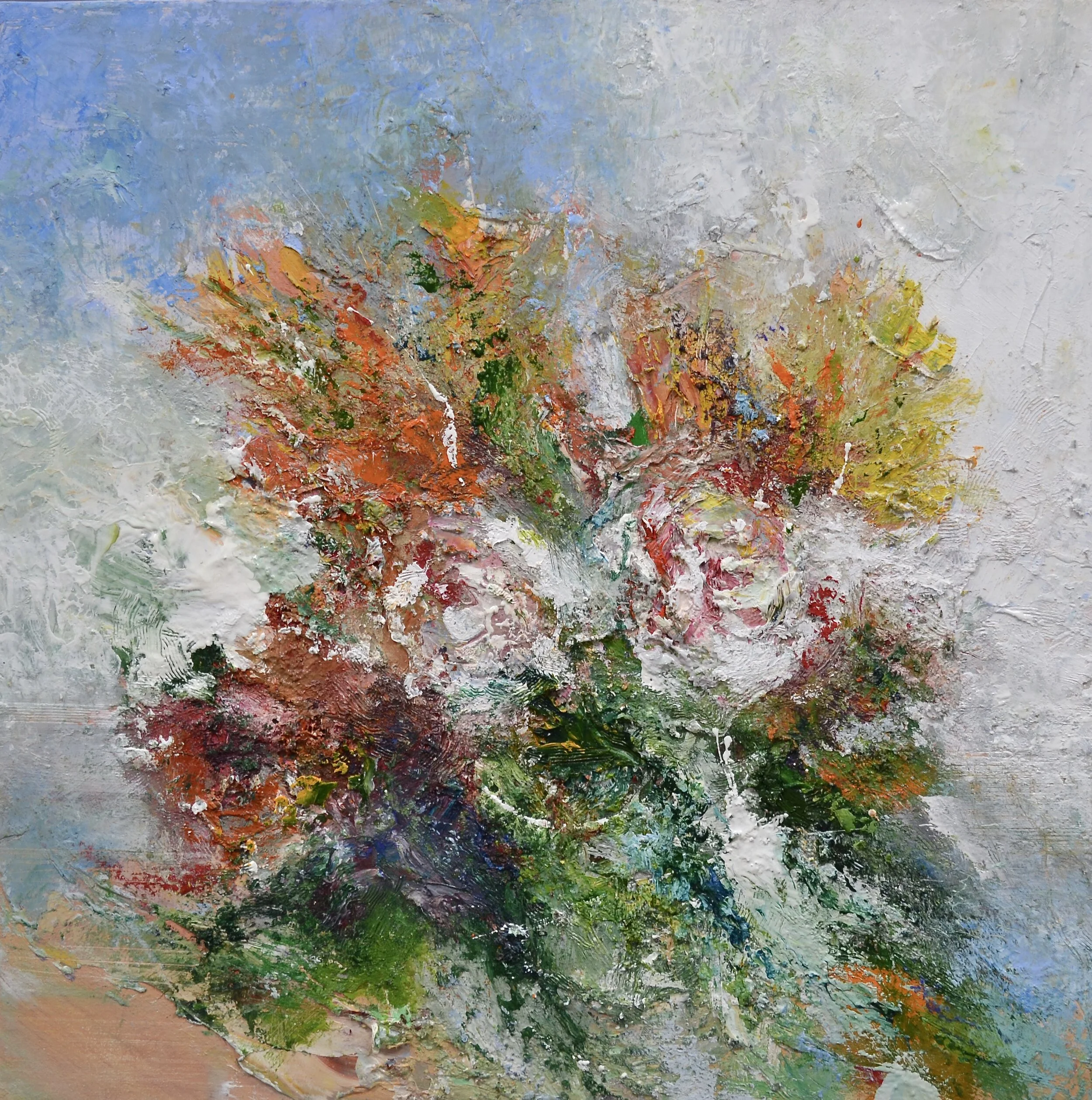 "White Roses, Spring Bouquet"  oil on canvas  60cm x 60cm  (65cm x 65cm framed) SOLD
