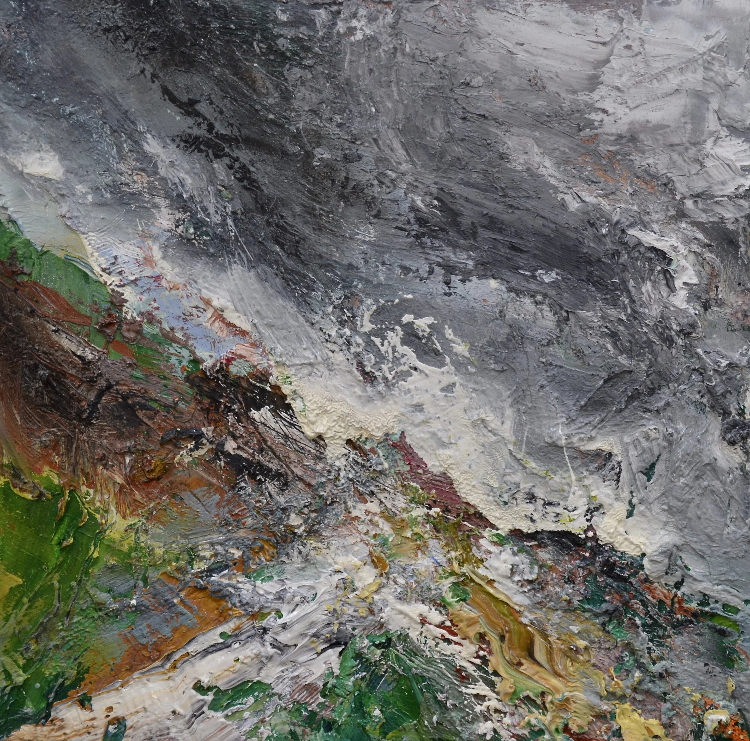 "Rocky Coastline, Offshore Storm" oil on canvas 35cm x 35cm SOLD