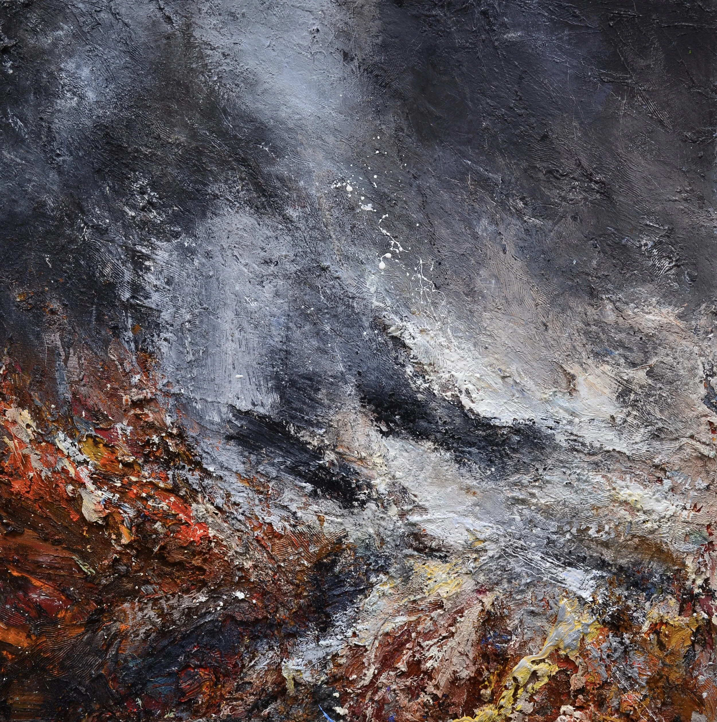 "Beneath The Cliffs, Winter Cove, Breaking Waves" oil on canvas 75cm x 75cm SOLD