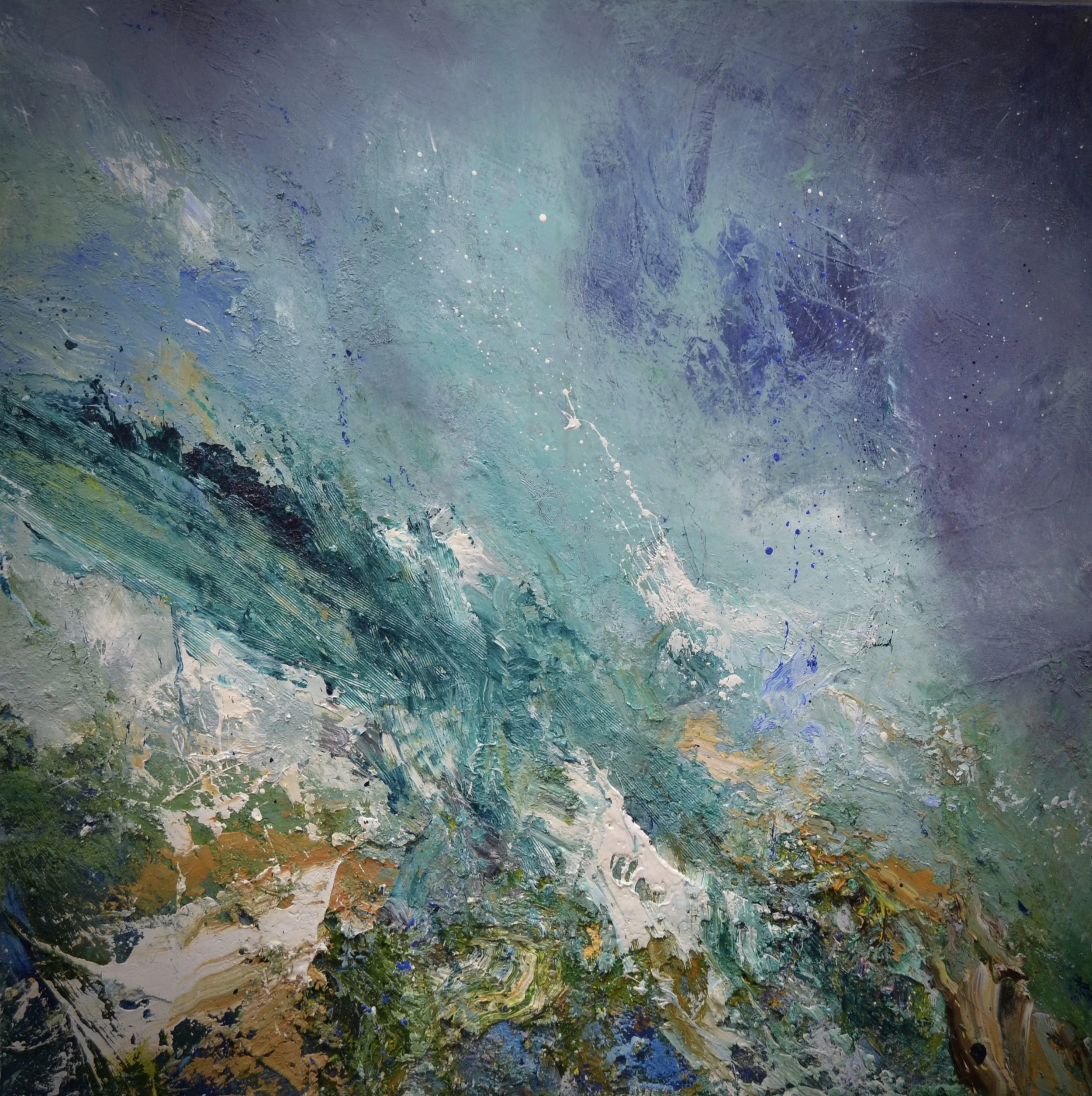 "Winter Storm, Eroded Ground" oil on canvas 102cm x 102cm SOLD