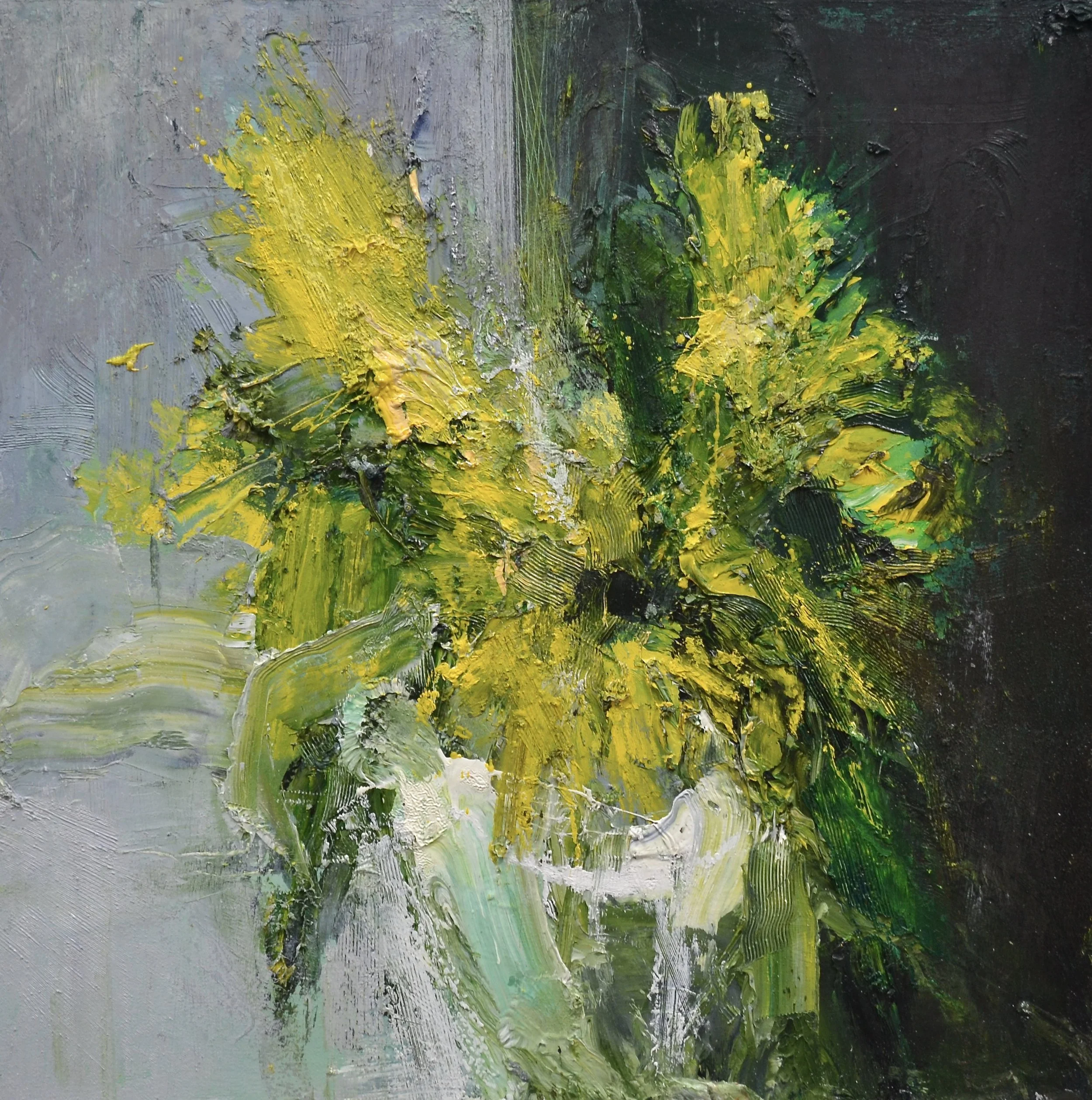 "Wilting Sunflowers II" oil on canvas 66cm x 66cm SOLD
