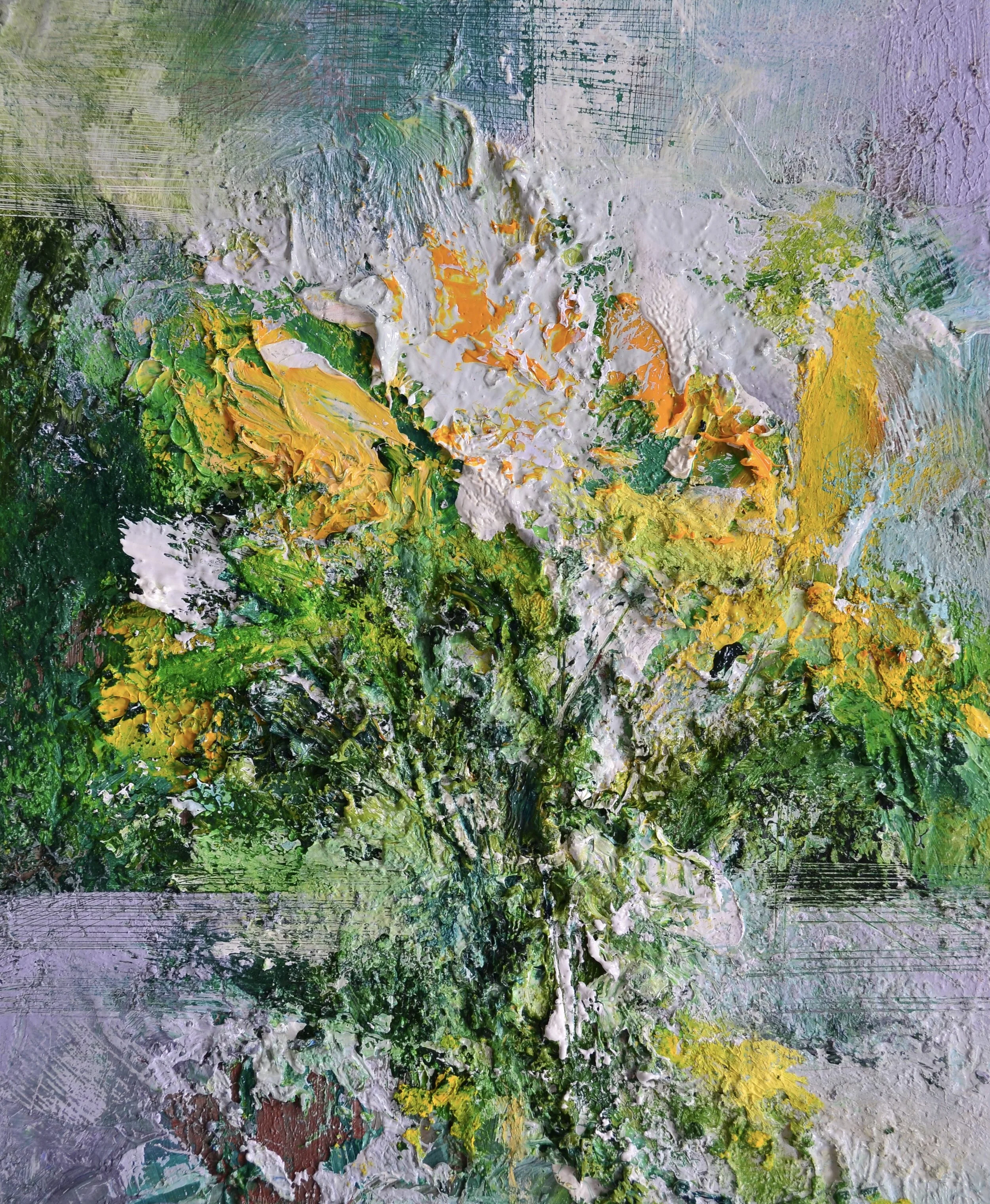 "Daffodils, Window Sill" oil on canvas 30cm x 25cm SOLD