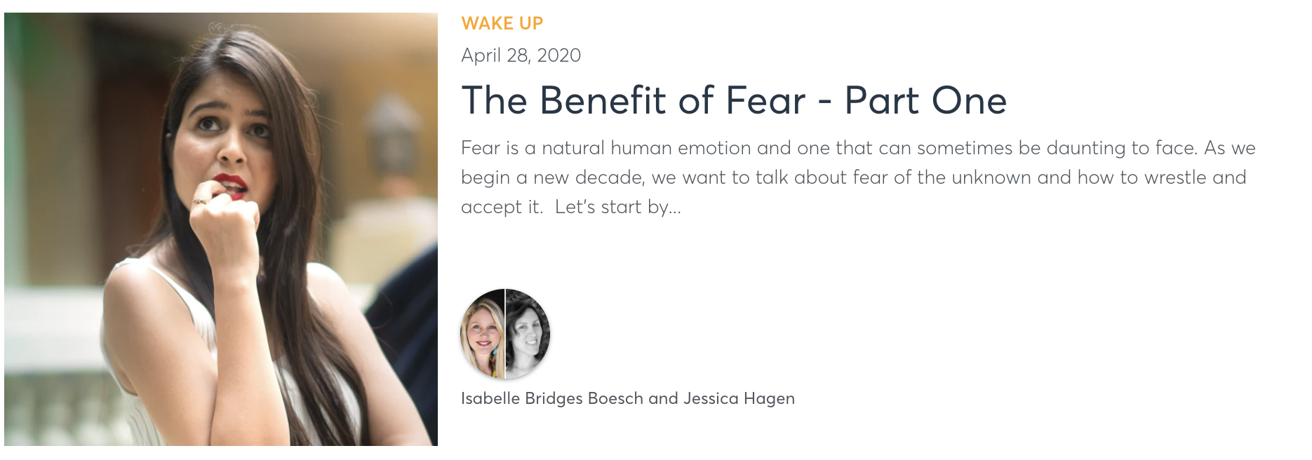 The Benefit of Fear - Part One