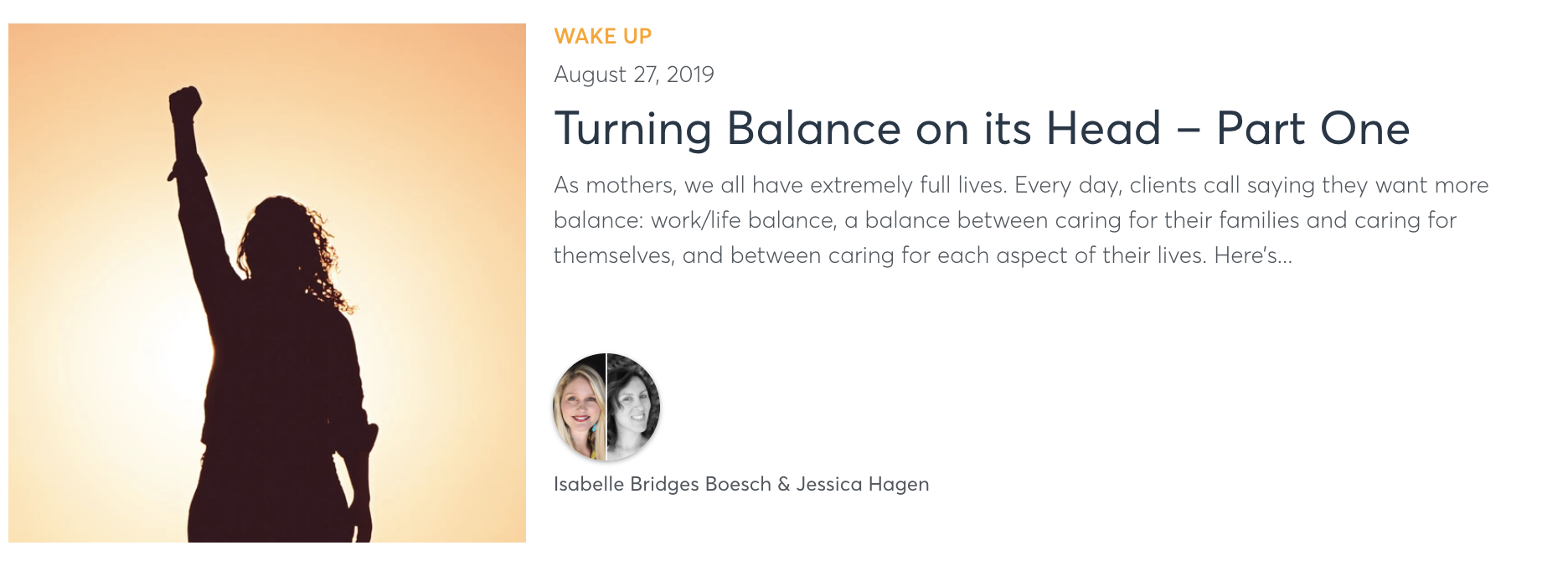 Turning Balance on its Head - Part One