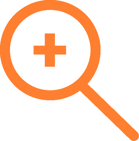 Orange magnifying glass icon
