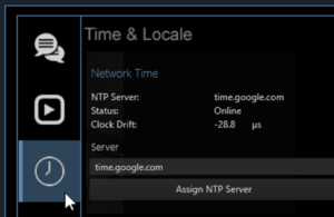 NTP time server synchronization and internal system clock