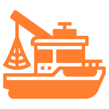 Orange ocean vessel icon