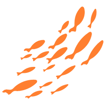 Orange school of fish icon