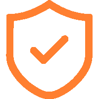 Orange shield and checkmark icon