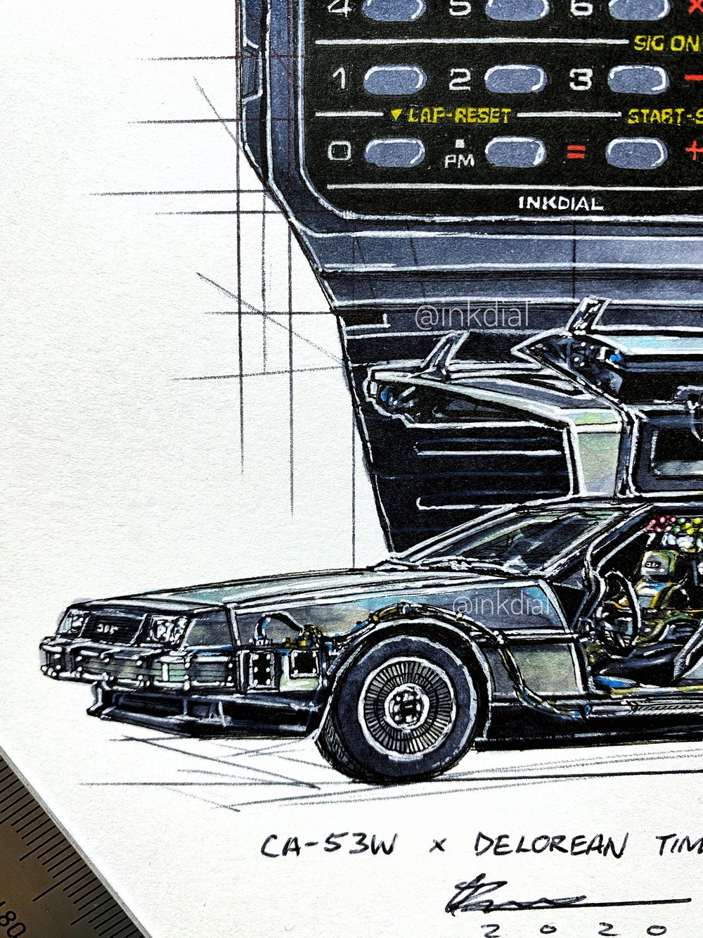Back To The Future Casio Ca 53w X Delorean Time Machine A5 5 8x8 3 Inkdial