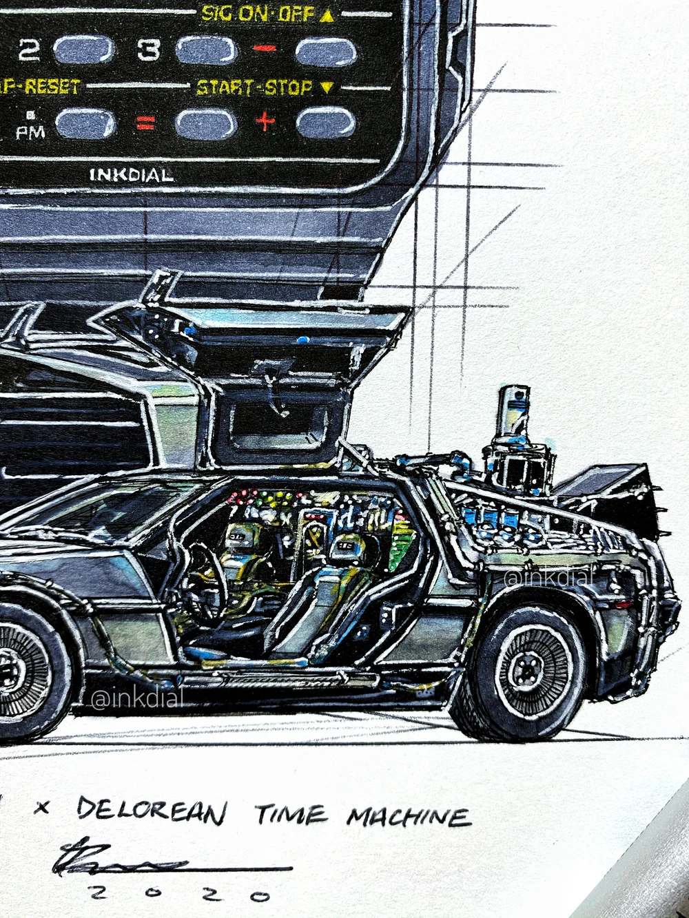 Back To The Future Casio Ca 53w X Delorean Time Machine A5 5 8x8 3 Inkdial