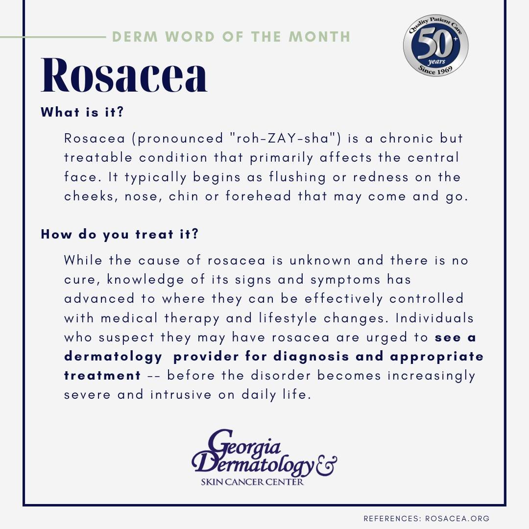 Rosacea is a chronic but treatable condition that primarily affects the central face. It typically begins as flushing or redness on the cheeks, nose, chin or forehead that may come and go.

While the cause of rosacea is unknown and there is no cure, 