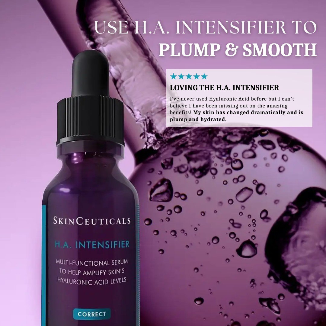 SkinCeuticals H.A. Intensifier is a multi-beneficial corrective serum proven to amplify skin&rsquo;s hyaluronic acid levels. This unique formulation contains a high concentration of pure hyaluronic acid, proxylane, and botanical extracts of licorice 