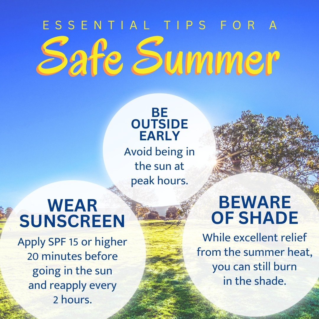 The right sun protection is more than just putting on sunscreen. While that is important every day of the year, there are more ways to protect your skin from the sun's harmful UV rays. Below are some essential tips for a safe summer:

☀ Wear sunscree