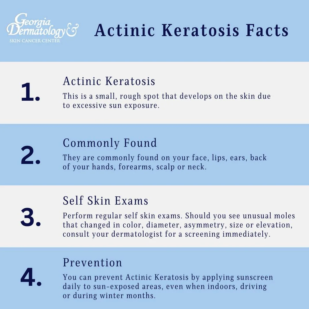 Actinic Keratosis is a small, rough spot that develops on the skin due to excessive sun exposure. They are commonly found on the scalp, face, lips, ears, neck, backs of hands or forearms.

You can prevent AKs by applying sunscreen daily to sun-expose