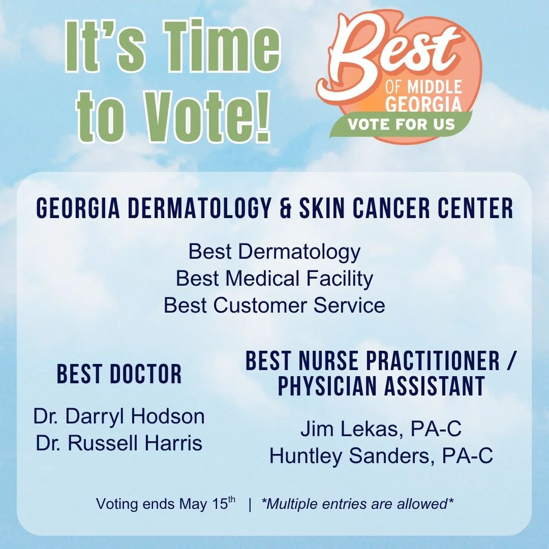 Voting is LIVE for the 2026 Best of Middle Georgia competition!

Georgia Dermatology &amp; Skin Cancer Center is nominated for:
- Best Dermatologist
- Best Medical Facility
- Best Customer Service

Best Doctor nominations:
- Dr. Darryl Hodson
- Dr. R