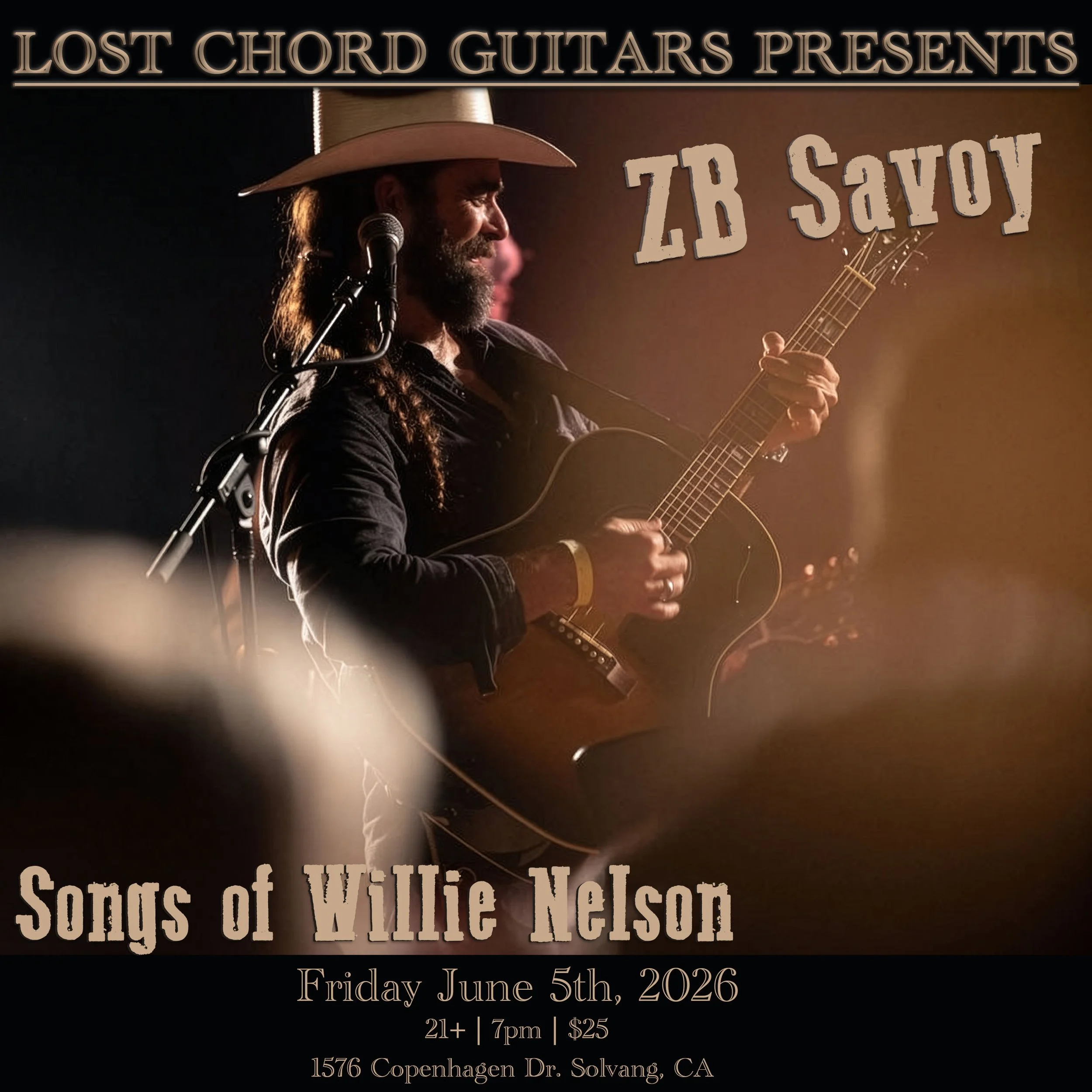 LOST CHORD GUITARS PRESENTS: ZB Savoy’s “songs of Willie Nelson”
