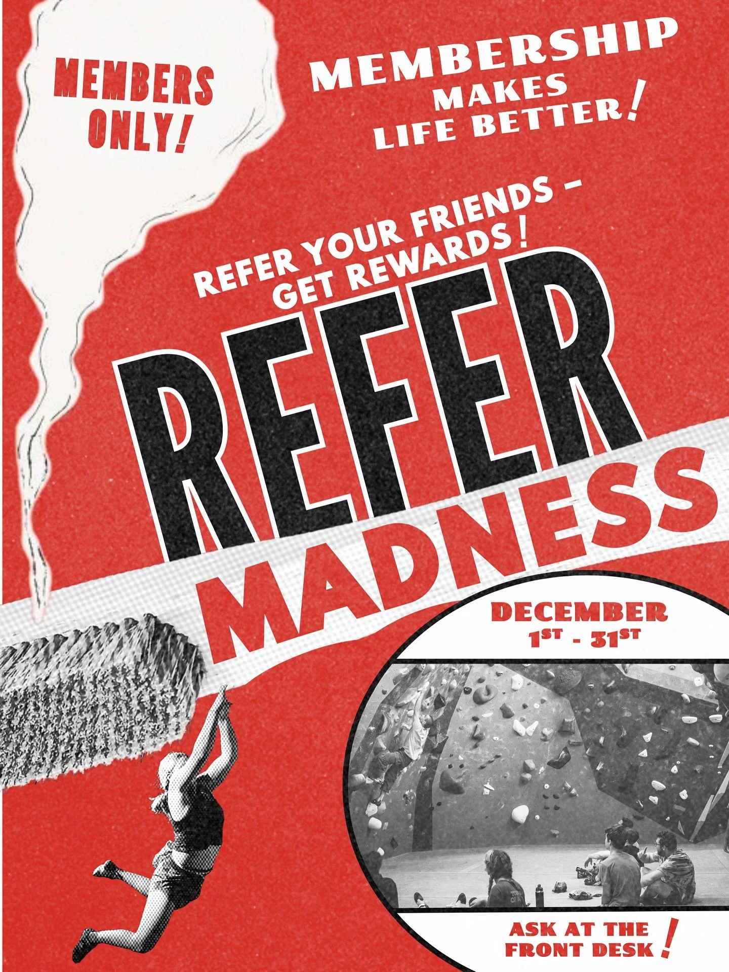 Refer your friends and you&rsquo;ll both get 50% off your first full month! Every referral you make gives you another chance to win some awesome swag. We&rsquo;re also running a month long competition to see which MetroRock location can rack up the m
