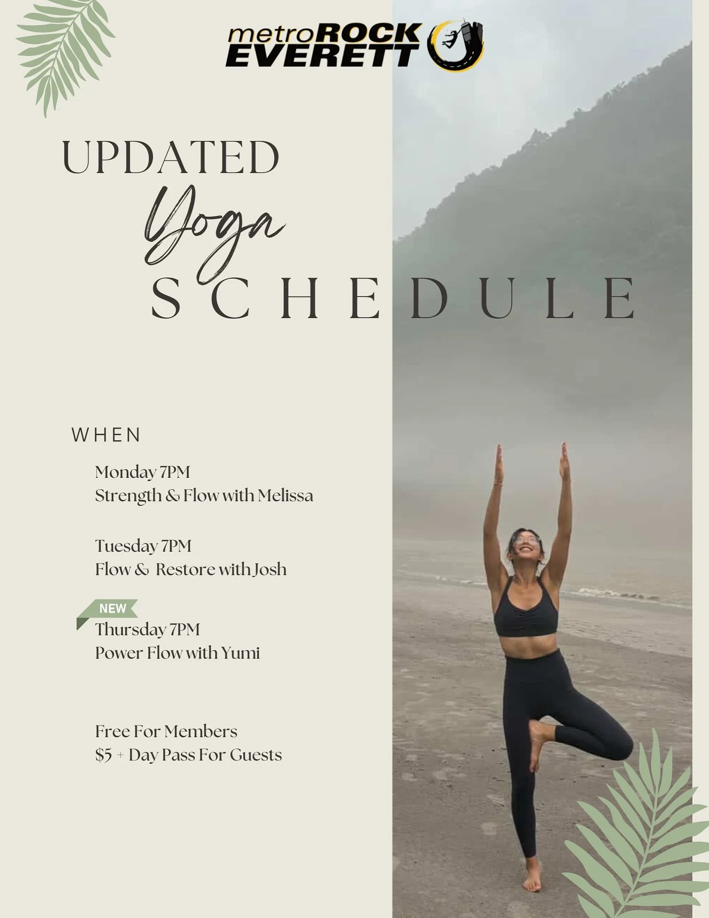 ✨Yoga Update!✨Now we have yoga on Thursday with Yumi! Monday and Tuesday yoga will stay the same.