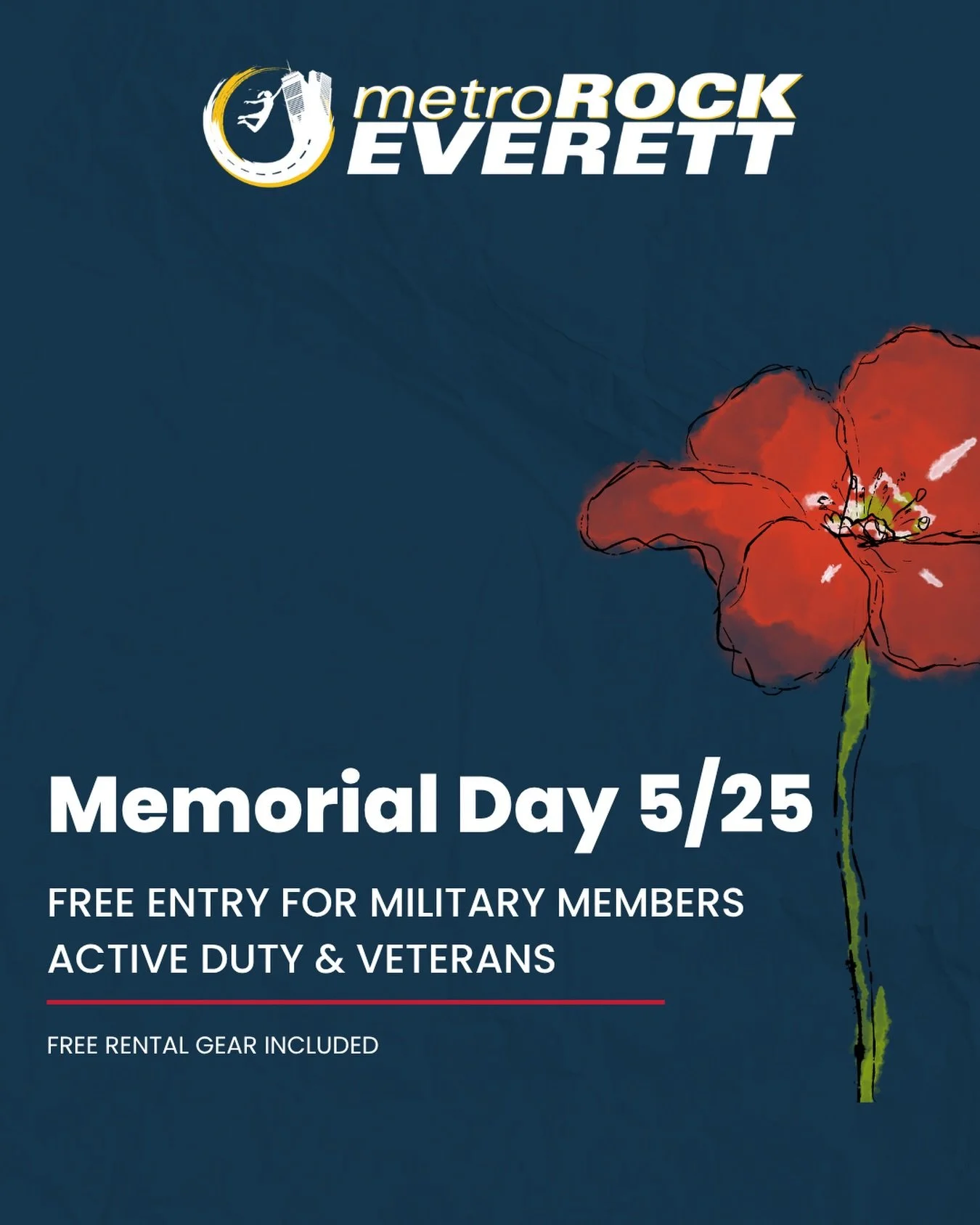 Free day pass for military members on Monday 5/25. Thank you for your service!