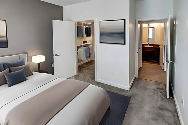 Walk-In closet in 1 bedroom apartment downtown Indy Forte Apartments