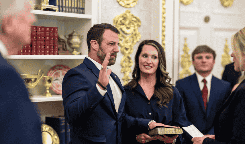 Markwayne Mullin taking the oath of office in white house