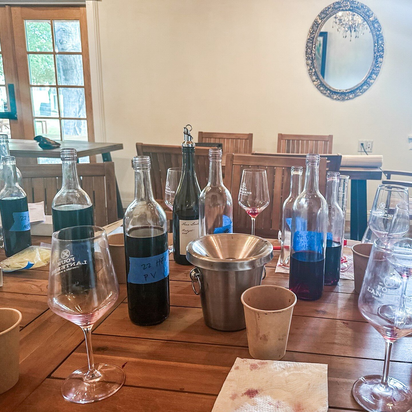 We finished our final blending this week! We worked on our 2021 Cabernet Sauvignon, 2021 Zinfandel, 2022 Chardonnay, 2022 Grenache and 2021 Tempranillo with our friends at Four Lanterns. You'll be meeting these wines soon... 😍
