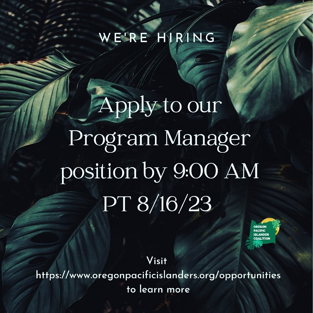 Join our team! OPIC is officially hiring a Program Manager who believes that Pacific Islanders must be leading the movement for PI self determination. 

Our ideal manager loves project plans, relationship building, strategic thinking, collaboration a