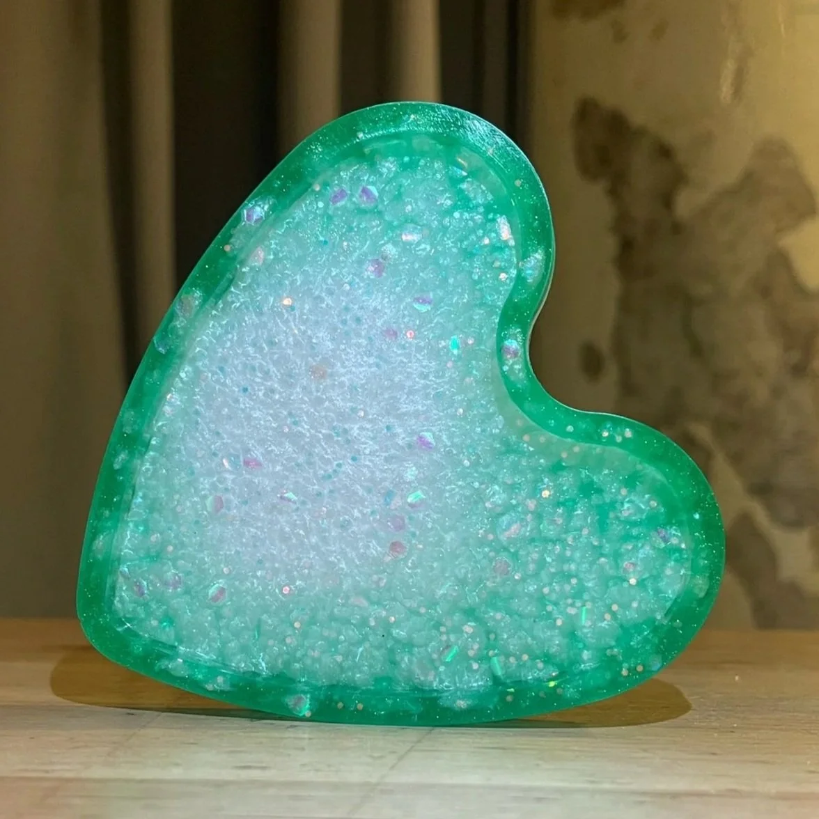 Iridescent Green- Heart Coaster