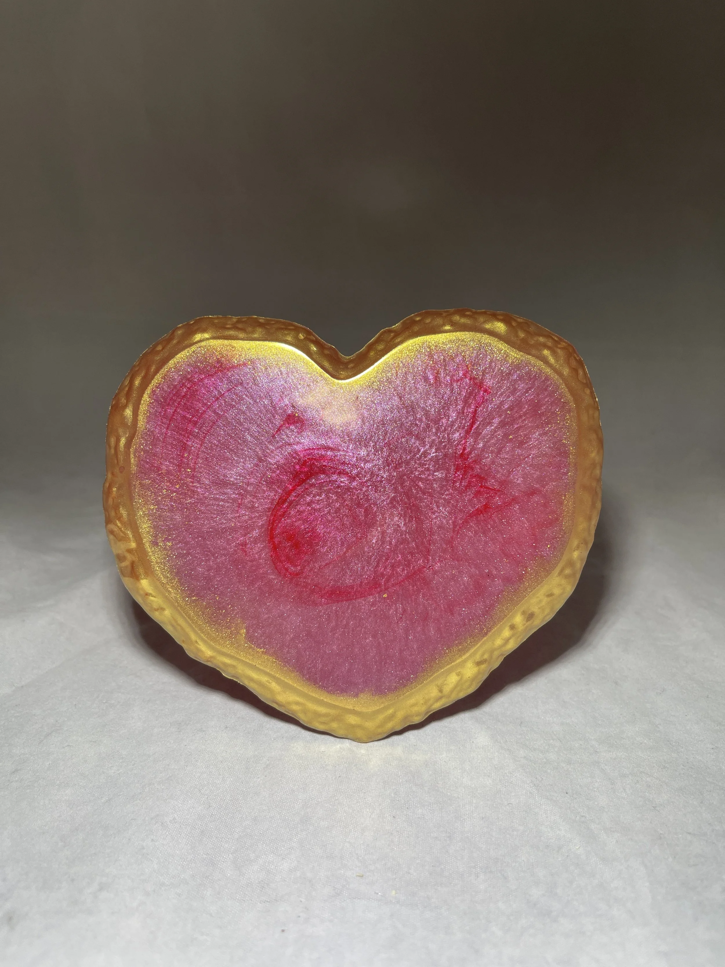 Pink Gold - Textured Heart Coaster